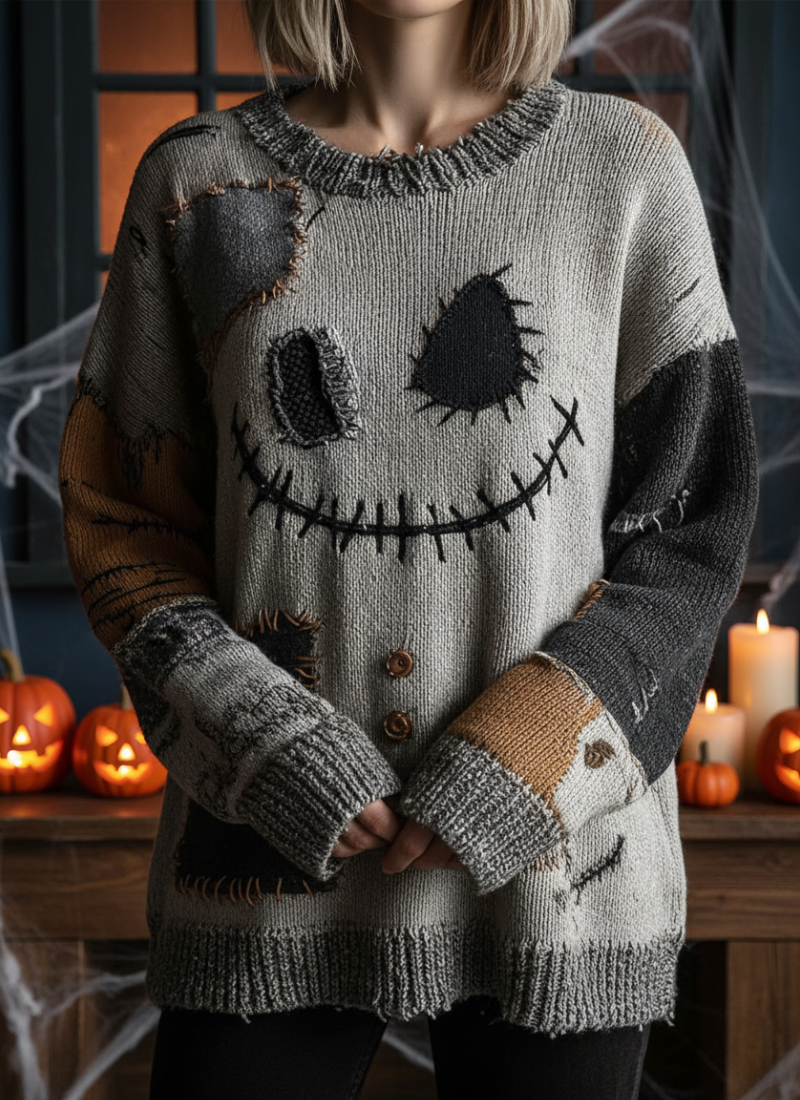 Halloweave Knit Pumpkin Sweater