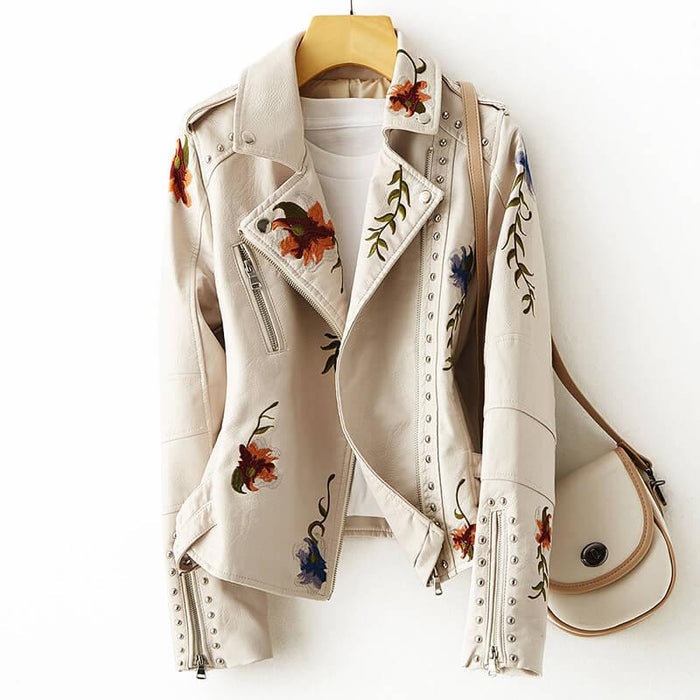 Valentina Floral Leather Jacket