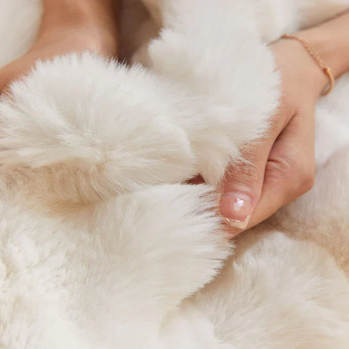 Faux Rabbit Fur Throw Blanket – Ultra Soft Plush Bed & Sofa Cover