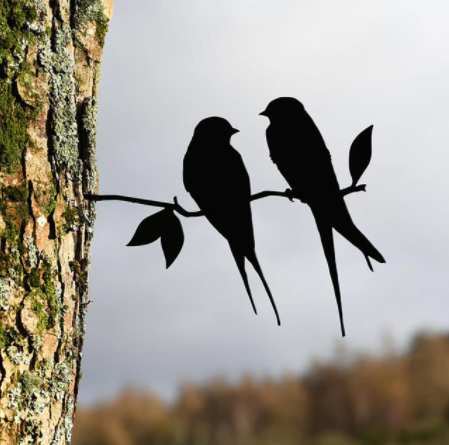 Metal Bird Silhouette Garden Decor – Elegant Outdoor Wall Sculpture