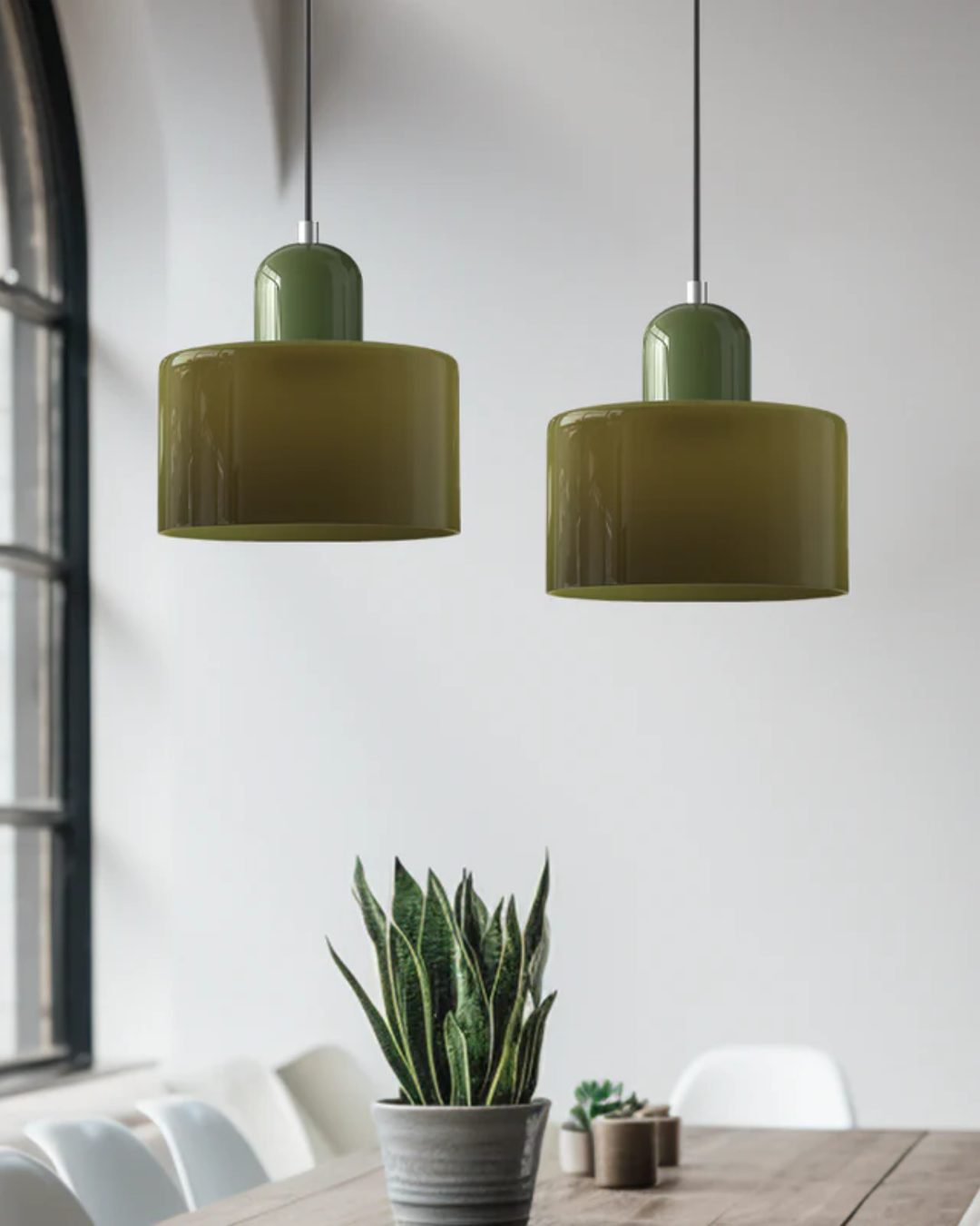 Glass Pendant Ceiling Light – Gloss Finish, Retro Dome Design