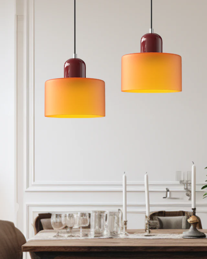 Glass Pendant Ceiling Light – Gloss Finish, Retro Dome Design