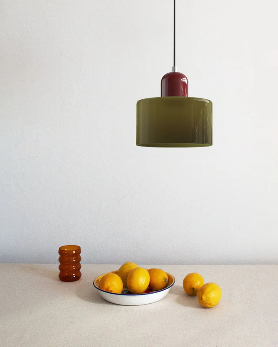 Glass Pendant Ceiling Light – Gloss Finish, Retro Dome Design