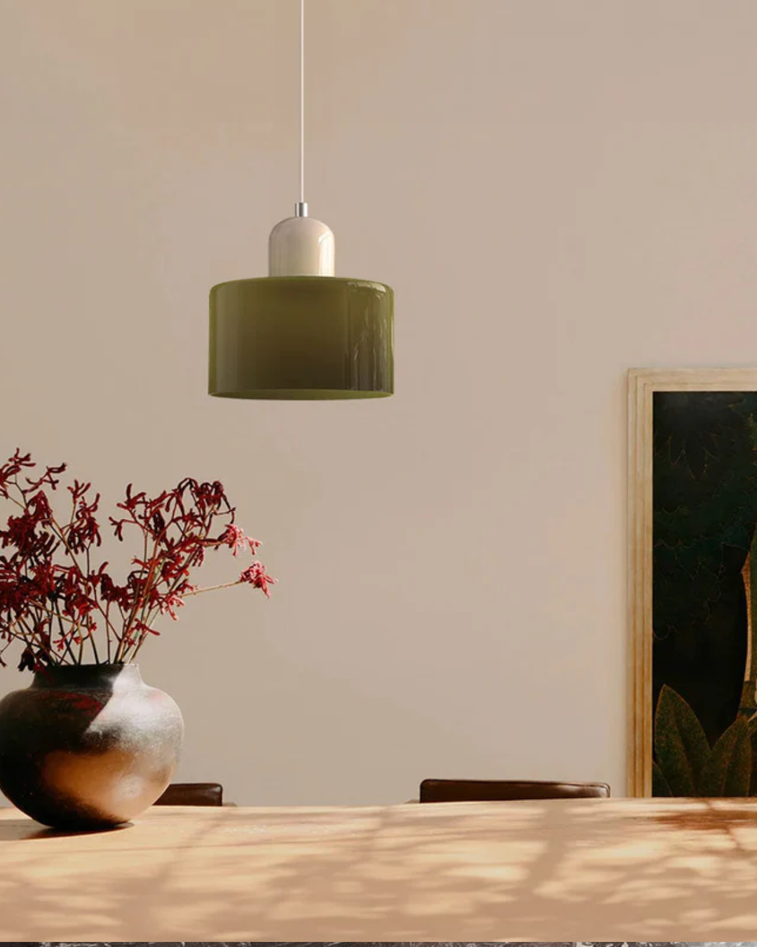 Glass Pendant Ceiling Light – Gloss Finish, Retro Dome Design