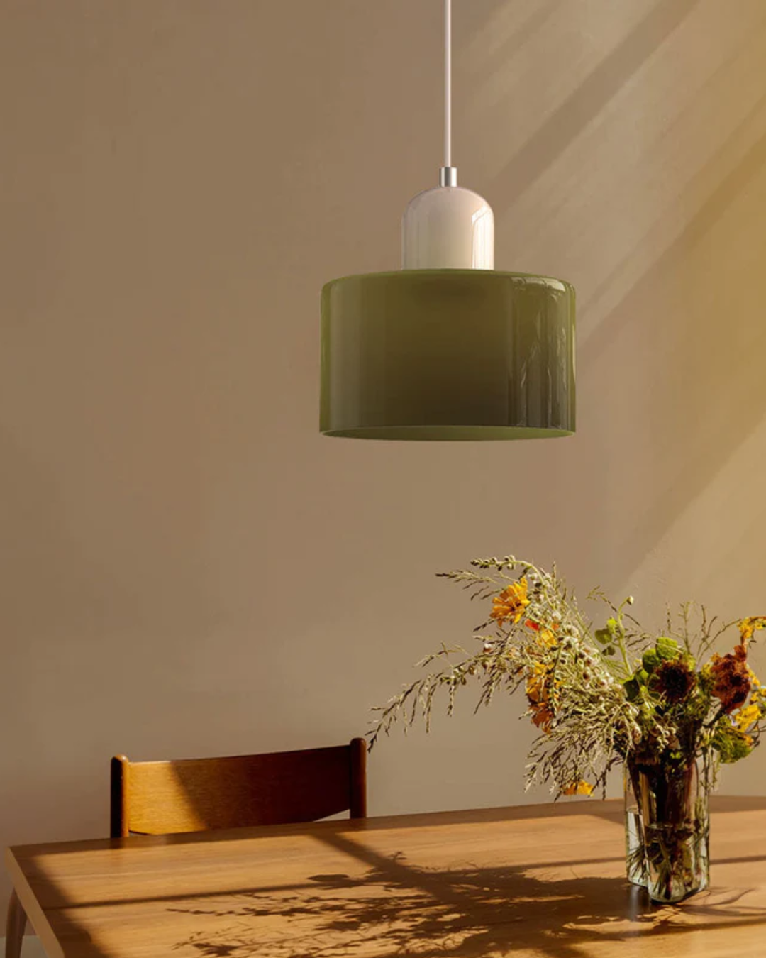 Glass Pendant Ceiling Light – Gloss Finish, Retro Dome Design