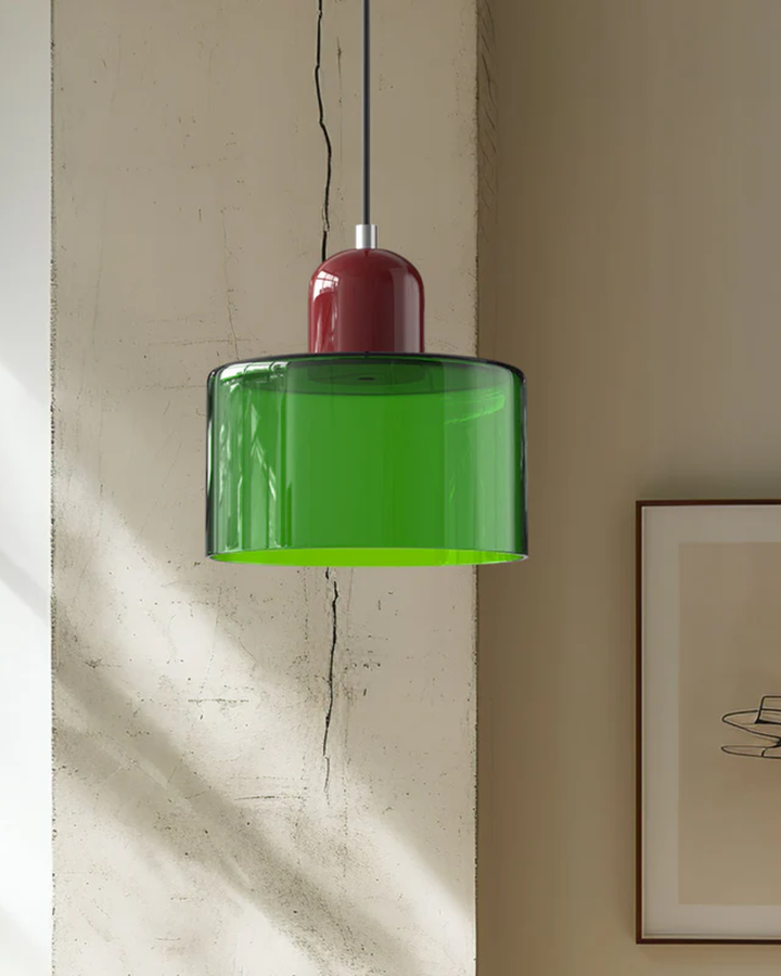 Glass Pendant Ceiling Light – Gloss Finish, Retro Dome Design