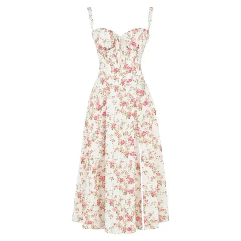 Cannes Floral Corset Midi Dress